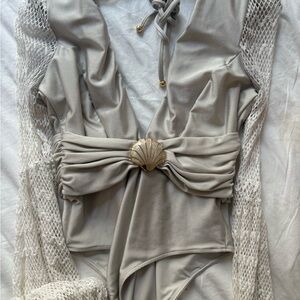 PATBO Gray Swimsuit with Shell Detail